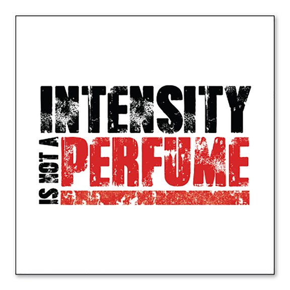 DistinctInk Custom Bumper Sticker - 3" x 3" Decorative Decal - White Background - Intensity Isn't A Perfume