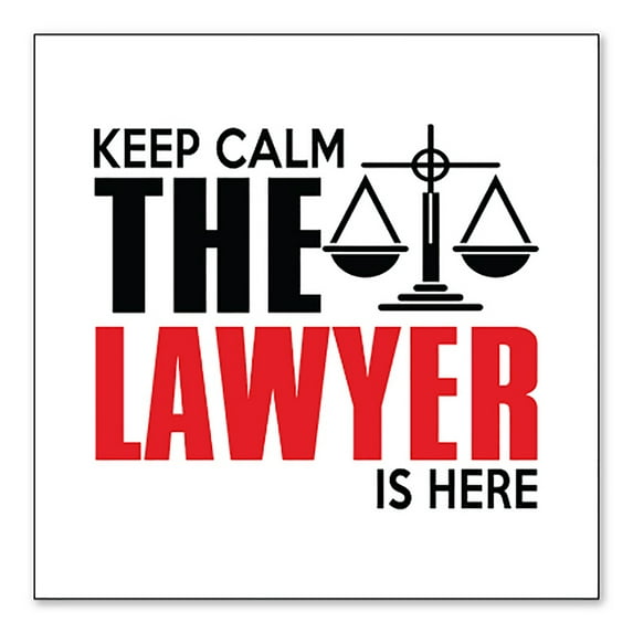 DistinctInk Custom Bumper Sticker - 3" x 3" Decorative Decal - White Background - Keep Calm The Lawyer Is Here