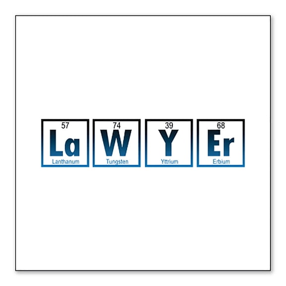DistinctInk Custom Bumper Sticker - 3" x 3" Decorative Decal - White Background - Lawyer Elements Periodic Table
