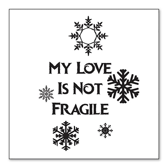 DistinctInk Custom Bumper Sticker - 3" x 3" Decorative Decal - White Background - My Love Is Not Fragile - Snow Flakes