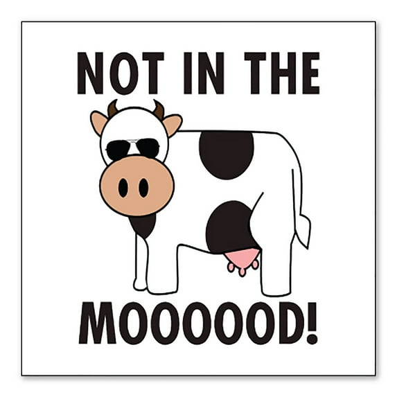 DistinctInk Custom Bumper Sticker - 3" x 3" Decorative Decal - White Background - Not in the MOOOOOOD! Cow