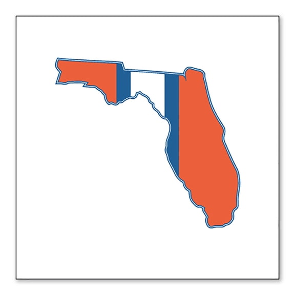 DistinctInk Custom Bumper Sticker - 3" x 3" Decorative Decal - White Background - Orange & Blue State of Florida