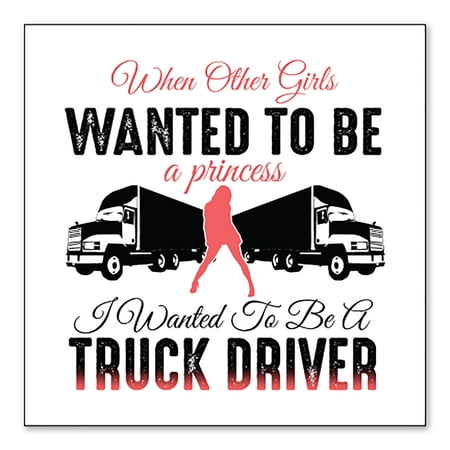 DistinctInk Custom Bumper Sticker - 3" x 3" Decorative Decal - White Background - Other Girls Princess Wanted to be Truck Driver