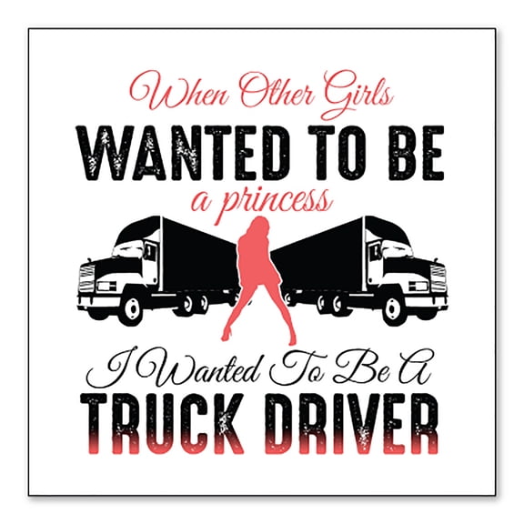 DistinctInk Custom Bumper Sticker - 3" x 3" Decorative Decal - White Background - Other Girls Princess Wanted to be Truck Driver