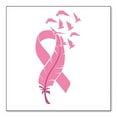 thumbnail image 1 of DistinctInk Custom Bumper Sticker - 3" x 3" Decorative Decal - White Background - Pink Ribbon Cancer - Feather Birds, 1 of 2