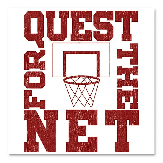 DistinctInk Custom Bumper Sticker - 3" x 3" Decorative Decal - White Background - Quest For The Net Basketball