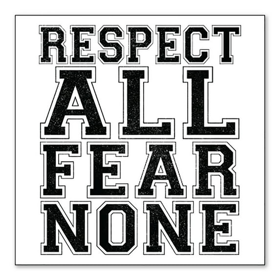 DistinctInk Custom Bumper Sticker - 3" x 3" Decorative Decal - White Background - Respect All Fear None