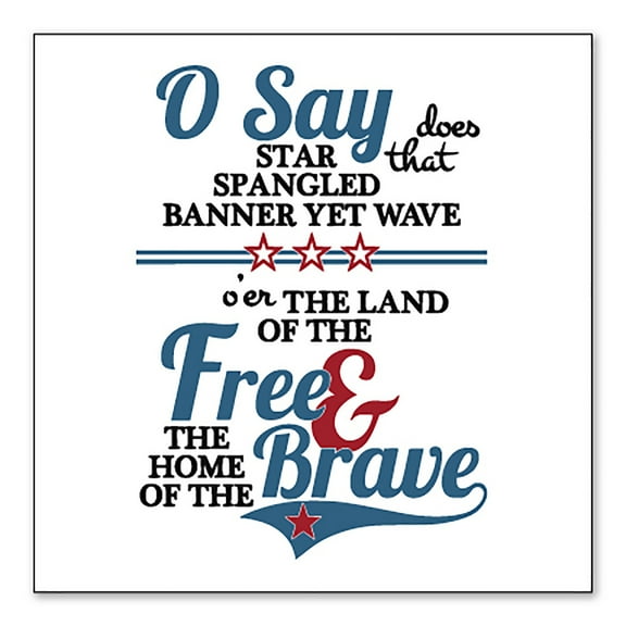 DistinctInk Custom Bumper Sticker - 3" x 3" Decorative Decal - White Background - Star Spangled Banner - Home of the Brave