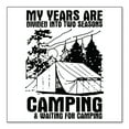 thumbnail image 1 of DistinctInk Custom Bumper Sticker - 3" x 3" Decorative Decal - White Background - Two Seasons - Camping, Waiting for Camping, 1 of 2