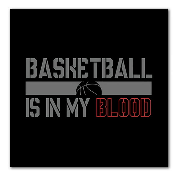 DistinctInk Custom Bumper Sticker - 4" x 4" Decorative Decal - Black Background - Basketball is in My Blood