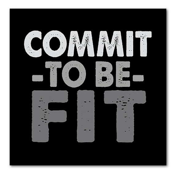 DistinctInk Custom Bumper Sticker - 4" x 4" Decorative Decal - Black Background - Commit To Be Fit