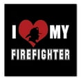 thumbnail image 1 of DistinctInk Custom Bumper Sticker - 4" x 4" Decorative Decal - Black Background - I Heart My Firefighter, 1 of 2