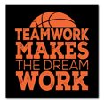 thumbnail image 1 of DistinctInk Custom Bumper Sticker - 4" x 4" Decorative Decal - Black Background - Teamwork Makes the Dream Work Basketball, 1 of 2
