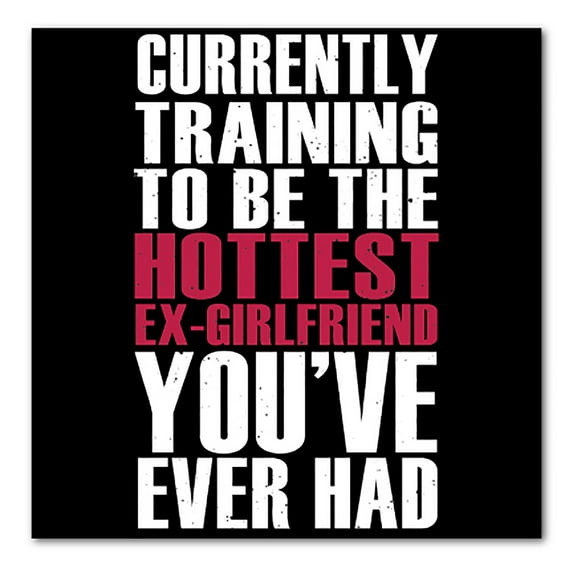 DistinctInk Custom Bumper Sticker - 4" x 4" Decorative Decal - Black Background - Training to be Hottest Ex Girlfriend Ever
