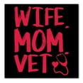 thumbnail image 1 of DistinctInk Custom Bumper Sticker - 4" x 4" Decorative Decal - Black Background - Wife. Mom. Vet., 1 of 2