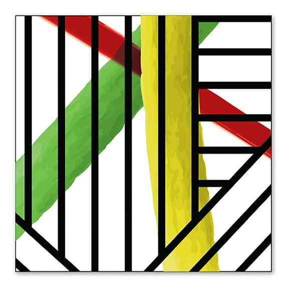 DistinctInk Custom Bumper Sticker - 4" x 4" Decorative Decal - White Background - Abstract Lines and Paint Swatches