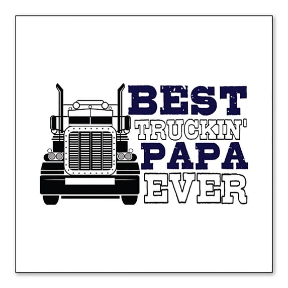 DistinctInk Custom Bumper Sticker - 4" x 4" Decorative Decal - White Background - Best Truckin' Papa Ever