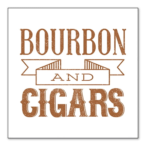 DistinctInk Custom Bumper Sticker - 4" x 4" Decorative Decal - White Background - Bourbon and Cigars