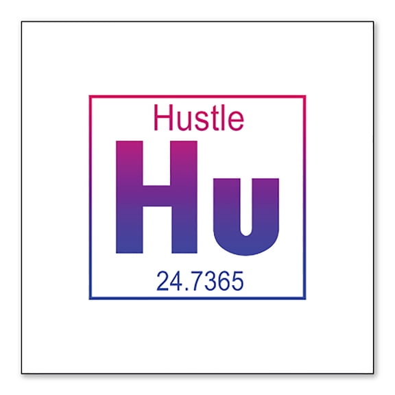 DistinctInk Custom Bumper Sticker - 4" x 4" Decorative Decal - White Background - Entrepreneur Hustle Hu Element