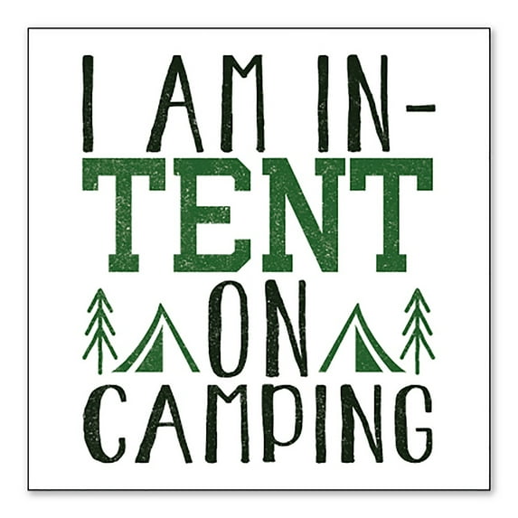 DistinctInk Custom Bumper Sticker - 4" x 4" Decorative Decal - White Background - I Am In-TENT on Camping