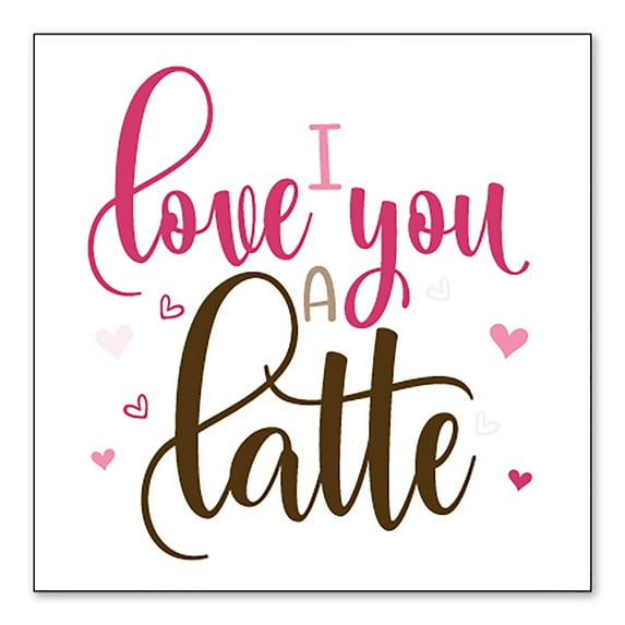 DistinctInk Custom Bumper Sticker - 4" x 4" Decorative Decal - White Background - I Love You A Latte