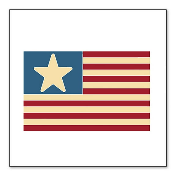 DistinctInk Custom Bumper Sticker - 4" x 4" Decorative Decal - White Background - USA Single Star Flag Red White & Blue