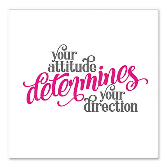DistinctInk Custom Bumper Sticker - 4" x 4" Decorative Decal - White Background - Your Attitude Determines Your Direction