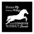 thumbnail image 1 of DistinctInk Custom Bumper Sticker - 6" x 6" Decorative Decal - Black Background - Horses Fly Without Wings, 1 of 2