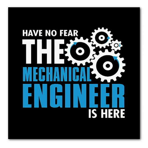 DistinctInk Custom Bumper Sticker - 6" x 6" Decorative Decal - Black Background - No Fear Mechanical Engineer is Here