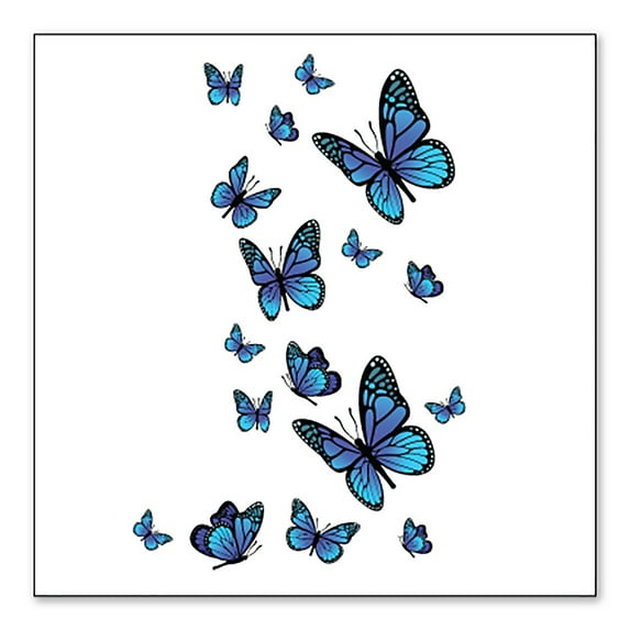 DistinctInk Custom Bumper Sticker - 6" x 6" Decorative Decal - White Background - Blue Butterflies Butterfly
