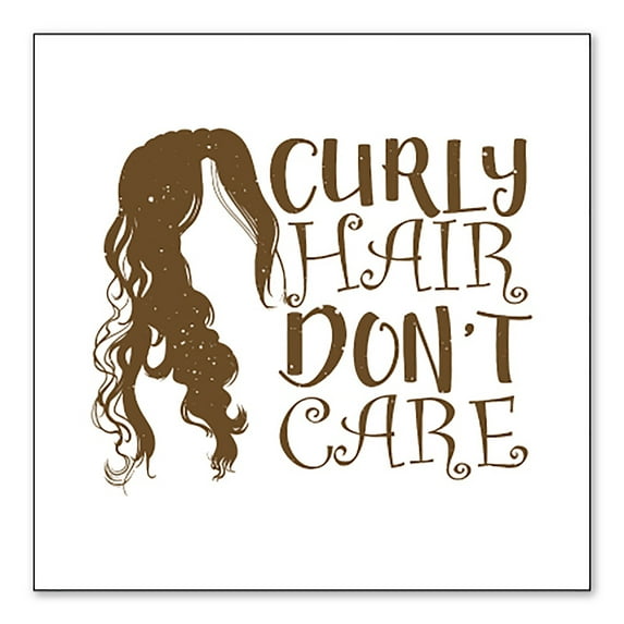 DistinctInk Custom Bumper Sticker - 6" x 6" Decorative Decal - White Background - Curly Hair Don't Care