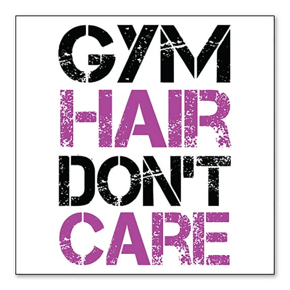 DistinctInk Custom Bumper Sticker - 6" x 6" Decorative Decal - White Background - Gym Hair Don't Care