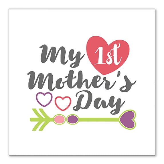 DistinctInk Custom Bumper Sticker - 6" x 6" Decorative Decal - White Background - My First Mother's Day Hearts