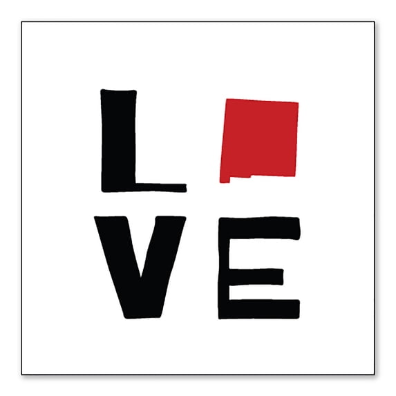 DistinctInk Custom Bumper Sticker - 6" x 6" Decorative Decal - White Background - New Mexico - Love Black & Red