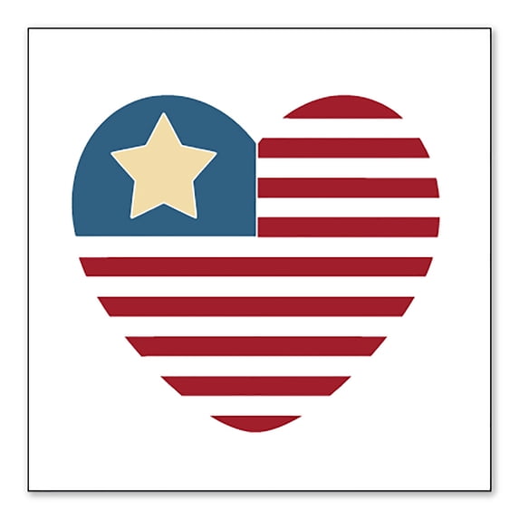 DistinctInk Custom Bumper Sticker - 6" x 6" Decorative Decal - White Background - USA Heart Seal Single Start Flag
