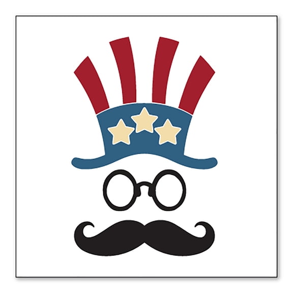 DistinctInk Custom Bumper Sticker - 6" x 6" Decorative Decal - White Background - Uncle Sam Cartoon USA Patriotic