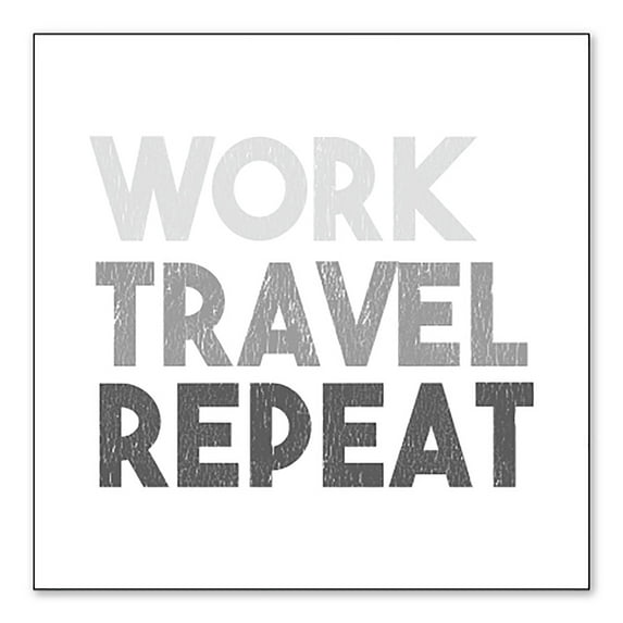 DistinctInk Custom Bumper Sticker - 6" x 6" Decorative Decal - White Background - Work Travel Repeat