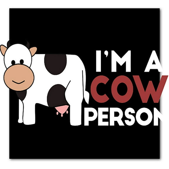 DistinctInk Custom Bumper Sticker - 8" x 8" Decorative Decal - Black Background - I'm A Cow Person