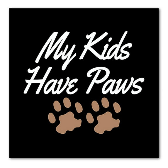 DistinctInk Custom Bumper Sticker - 8" x 8" Decorative Decal - Black Background - My Kids Have Paws