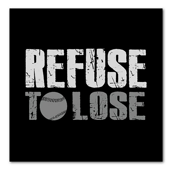 DistinctInk Custom Bumper Sticker - 8" x 8" Decorative Decal - Black Background - Refuse to Lose Baseball