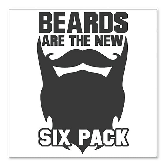 DistinctInk Custom Bumper Sticker - 8" x 8" Decorative Decal - White Background - Beards are the New Six Pack