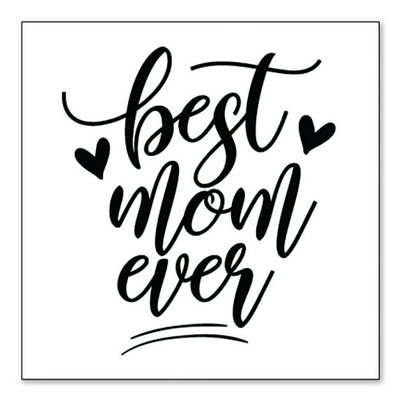 DistinctInk Custom Bumper Sticker - 8" x 8" Decorative Decal - White Background - Best Mom Ever - Hearts