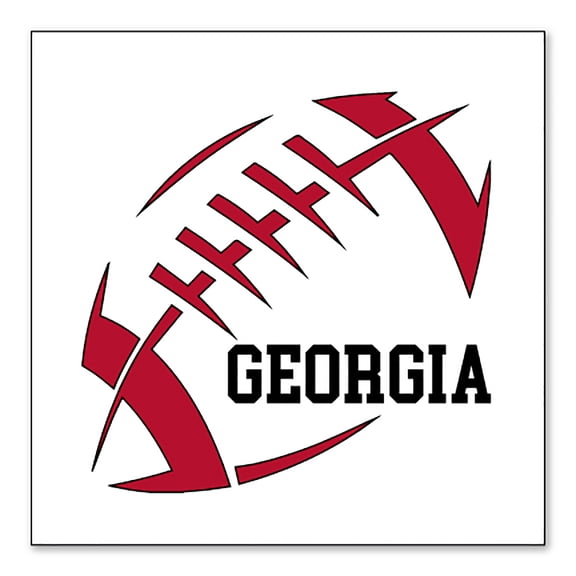 DistinctInk Custom Bumper Sticker - 8" x 8" Decorative Decal - White Background - Georgia Football - Red, Black