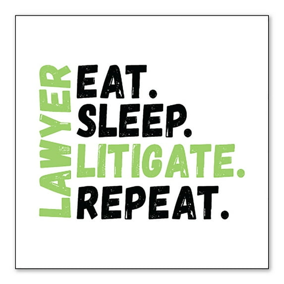 DistinctInk Custom Bumper Sticker - 8" x 8" Decorative Decal - White Background - Lawyer Eat Sleep Litigate Repeat