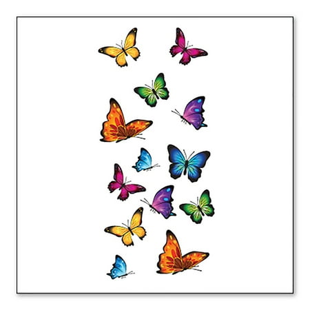 DistinctInk Custom Bumper Sticker - 8" x 8" Decorative Decal - White Background - Rainbow Butterflies Butterfly