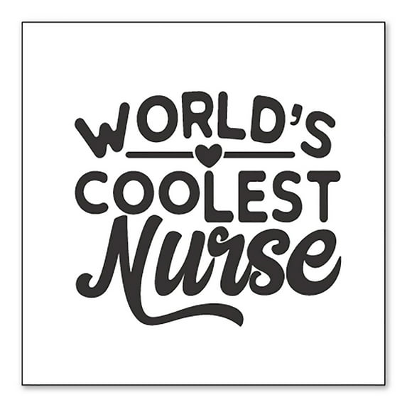 DistinctInk Custom Bumper Sticker - 8" x 8" Decorative Decal - White Background - World's Coolest Nurse - Black