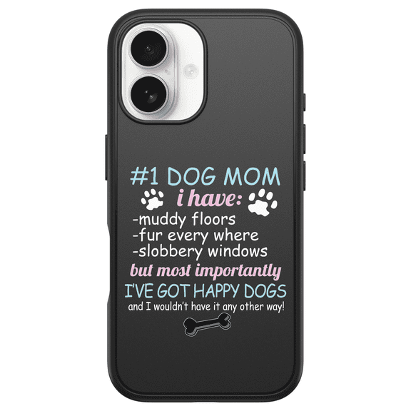 DistinctInk OtterBox Symmetry Custom Case for Apple iPhone 16 (6.1" Screen) - I've Got Happy Dogs - Slim Profile Design