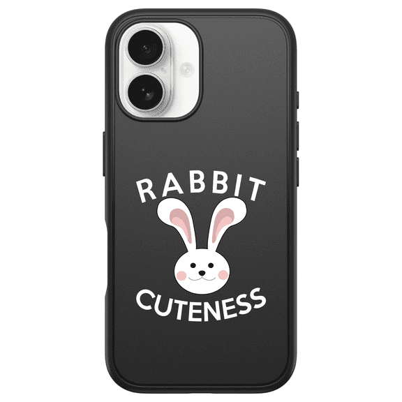 DistinctInk Custom OtterBox Symmetry for iPhone 16 - Custom Black Case - Rabbit Cuteness - Bunny Ears