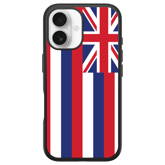 DistinctInk Custom OtterBox Symmetry for iPhone 16 - Custom Black Case - State Flag of Hawaii