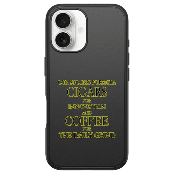 DistinctInk Custom OtterBox Symmetry for iPhone 16 - Custom Black Case - Success Formula - Cigars & Coffee